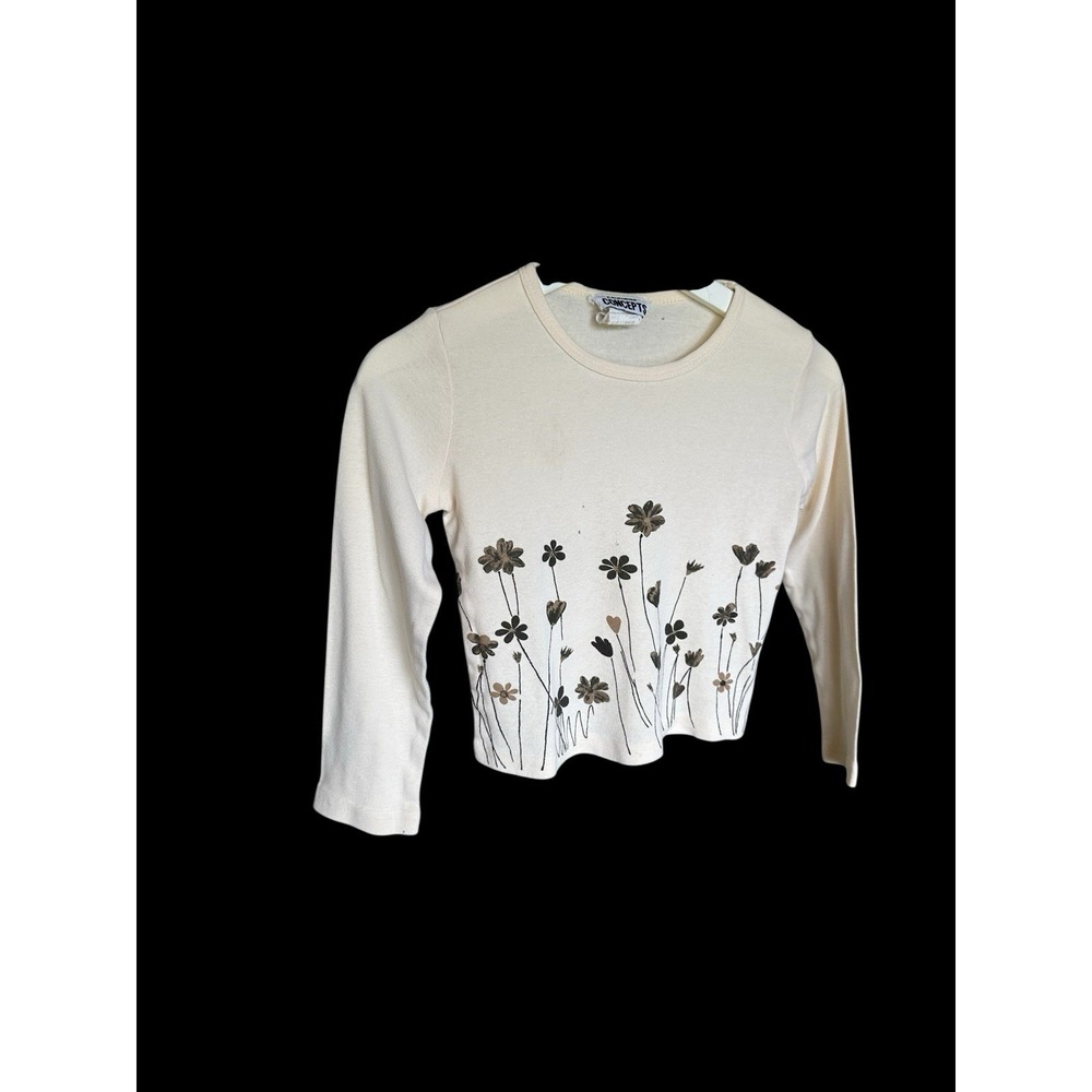 California Concepts Flowers Shirt Medium Long Sleeve Tulips Yellow‎ Distressed